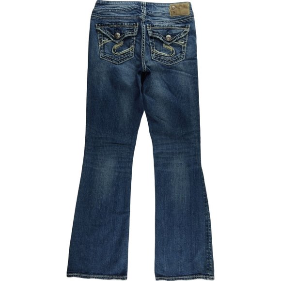 Silver Suki Surplus Boot Cut Jeans Women's 27 Flap Pockets Stretch Low Rise B822 - Picture 2 of 13